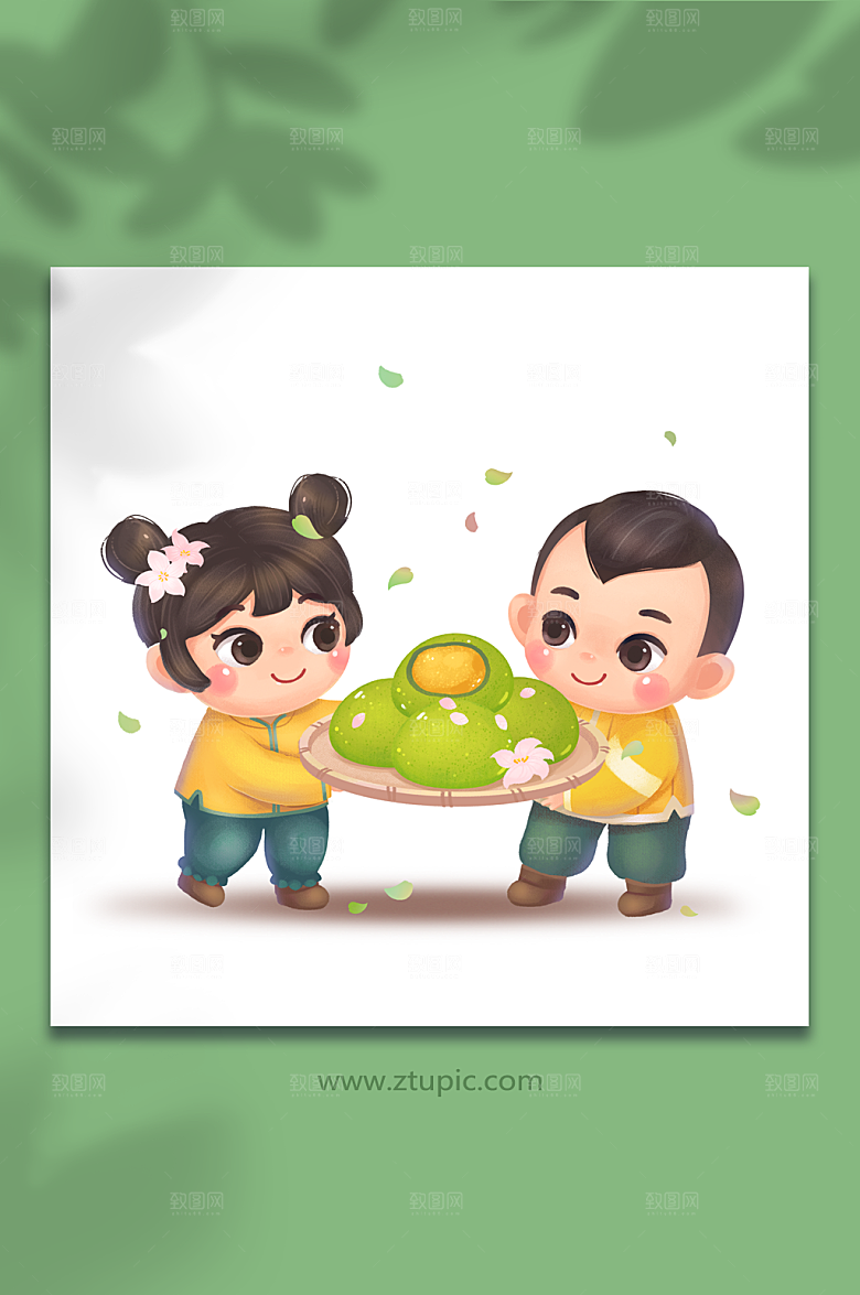 青团春季清明节庆典插画