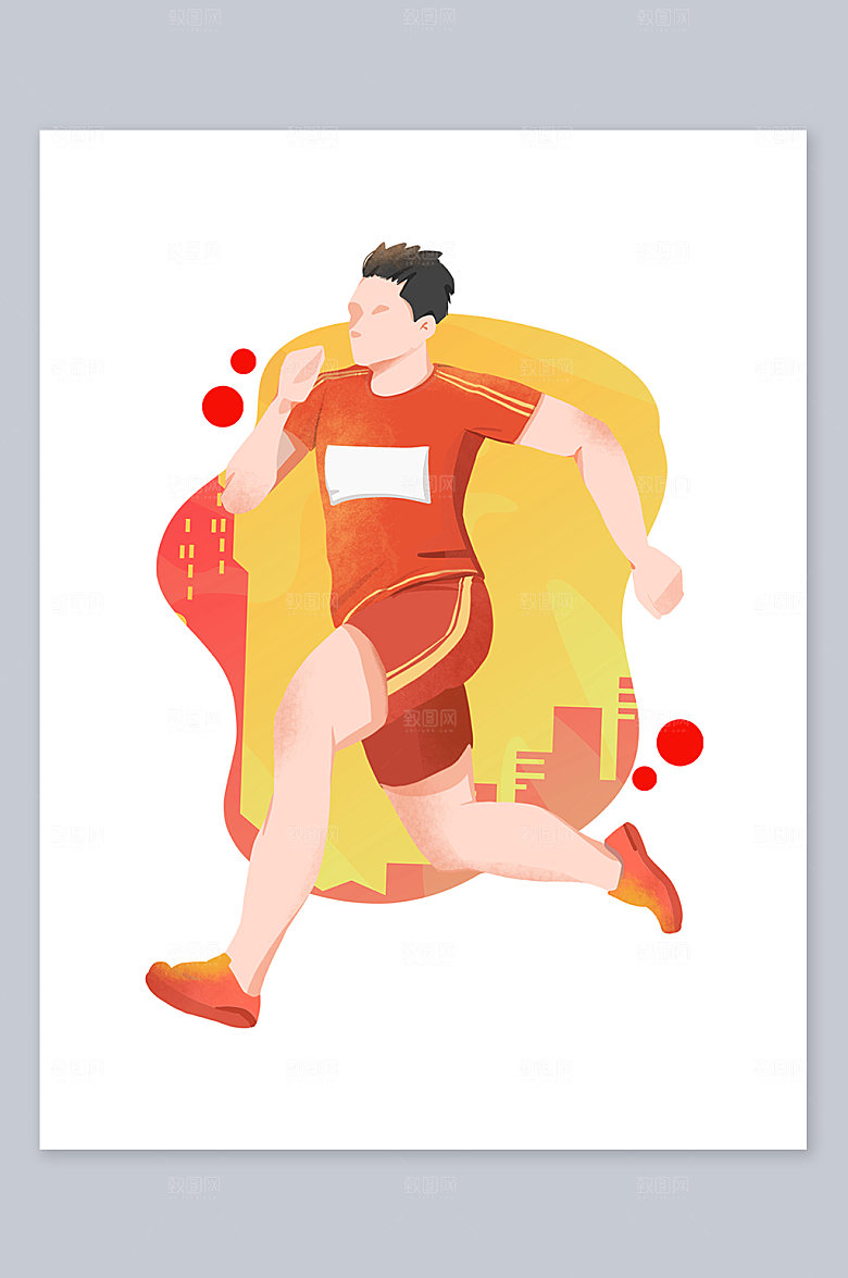 体育运动会运动赛跑田径插画