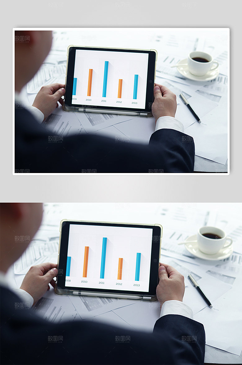 原创人物iPad工作报表摄影图