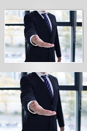 大气企业人物握手邀请动作摄影图片