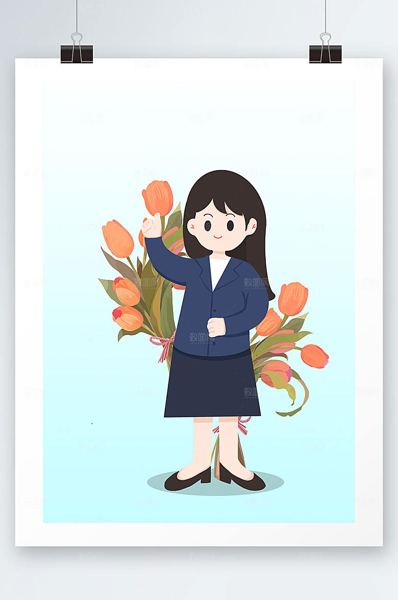 手绘插画教师设计图