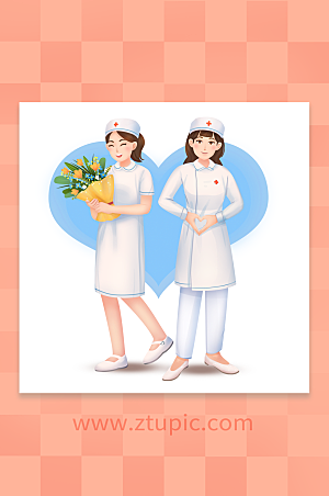 护士节白衣天使人物插画设计