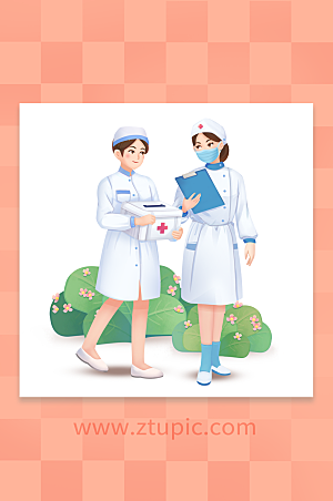 白衣天使兢兢业业护士节插画设计