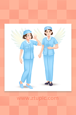 护士节最美天使人物插画