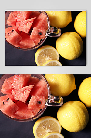 清晰西瓜柠檬照片水果摄影图设计