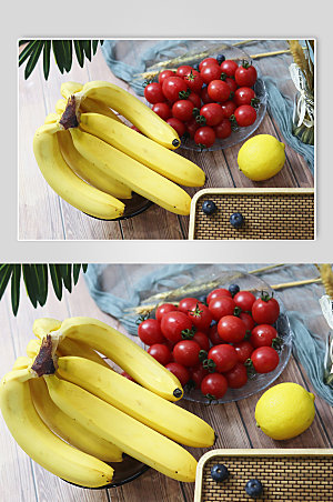 简体水果摄影图香蕉圣女果图片