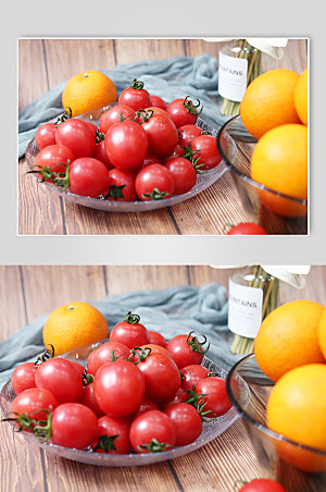 简体圣女果橙子水果照片摄影图片