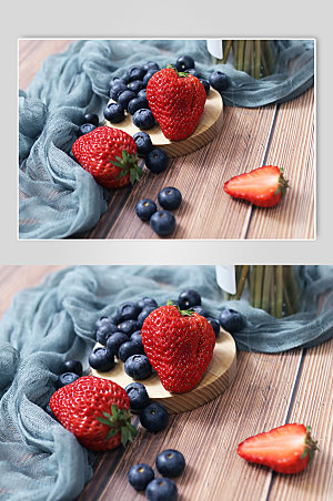 极简水果摄影照片草莓蓝莓图片