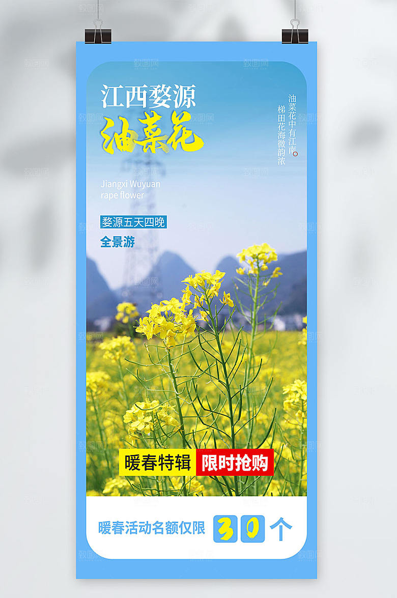 清新油菜花旅游地产宣传海报
