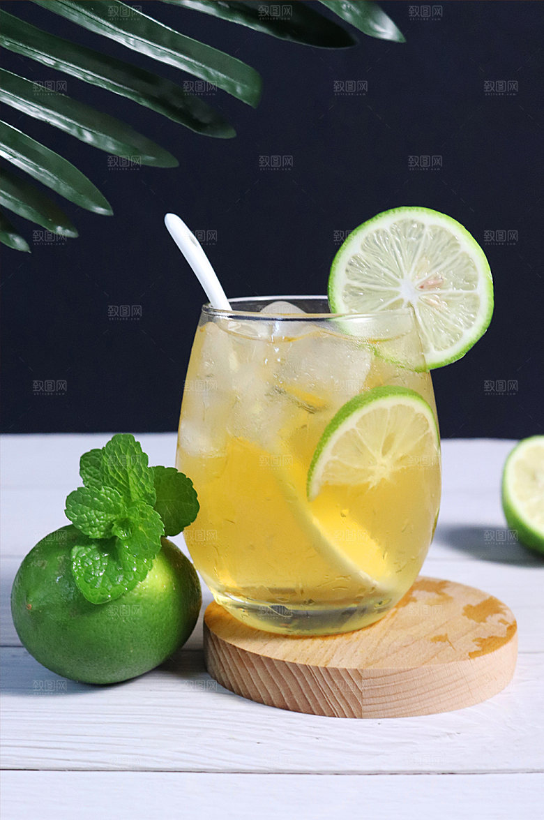 原创爽口柠檬水果青柠果茶夏季摄影照片