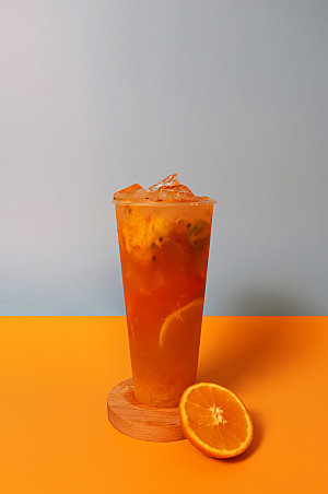 橙色橙汁奶茶果茶夏季摄影照片