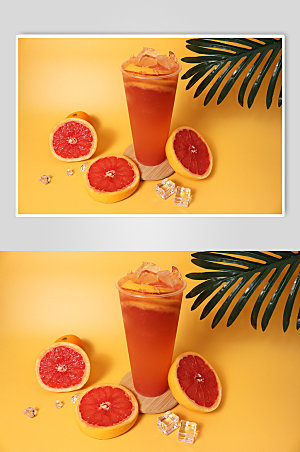 创意西柚果汁饮料夏季摄影照片
