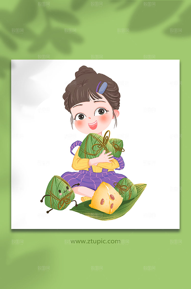 可爱人物端午节插画设计