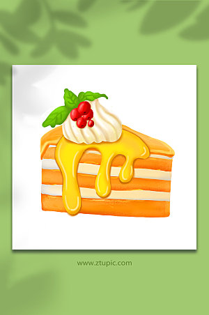 芒果蛋糕甜品插画元素设计