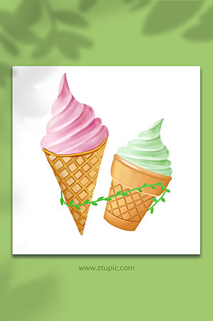 夏季美食冰激凌甜筒元素设计