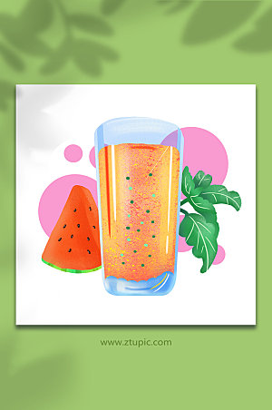 夏季饮品西瓜果汁清凉元素设计
