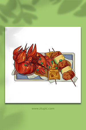 美食元素龙虾插画