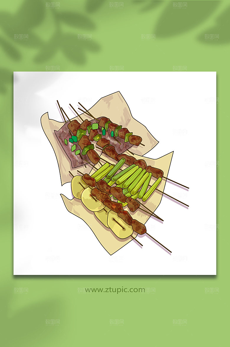 美食元素烧烤插画