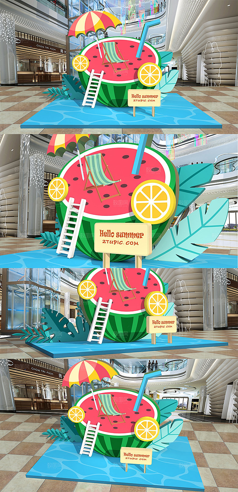 夏日西瓜夏季水果美陈