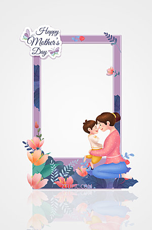 手绘母亲节感恩母亲拍照框设计