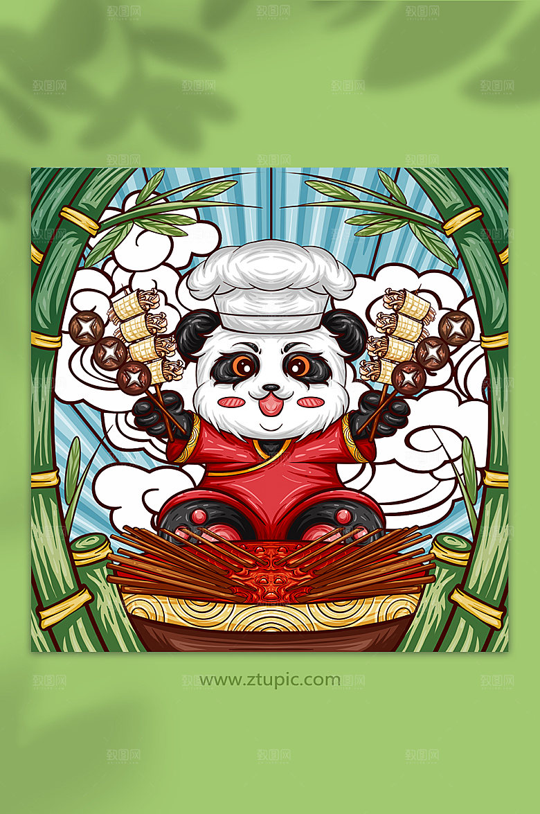 夏季美食插画串串火锅设计