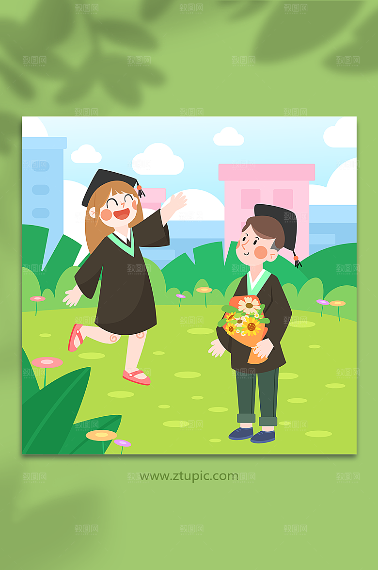 大学毕业季人物插画设计