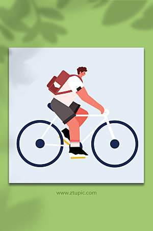 自行车夏季运动人物插画设计