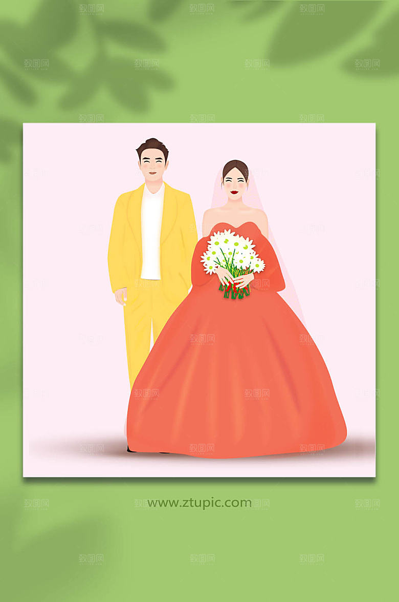 原创插画婚礼人物插画设计