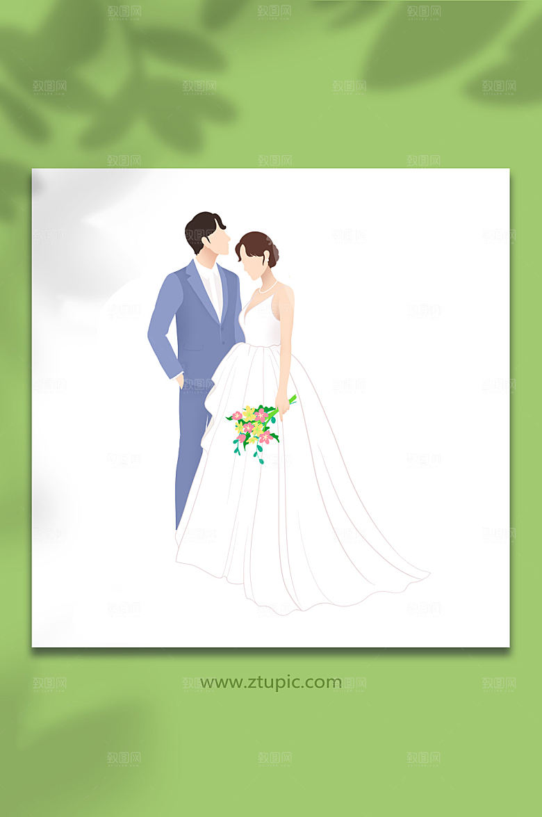 新郎新娘婚礼人物插画