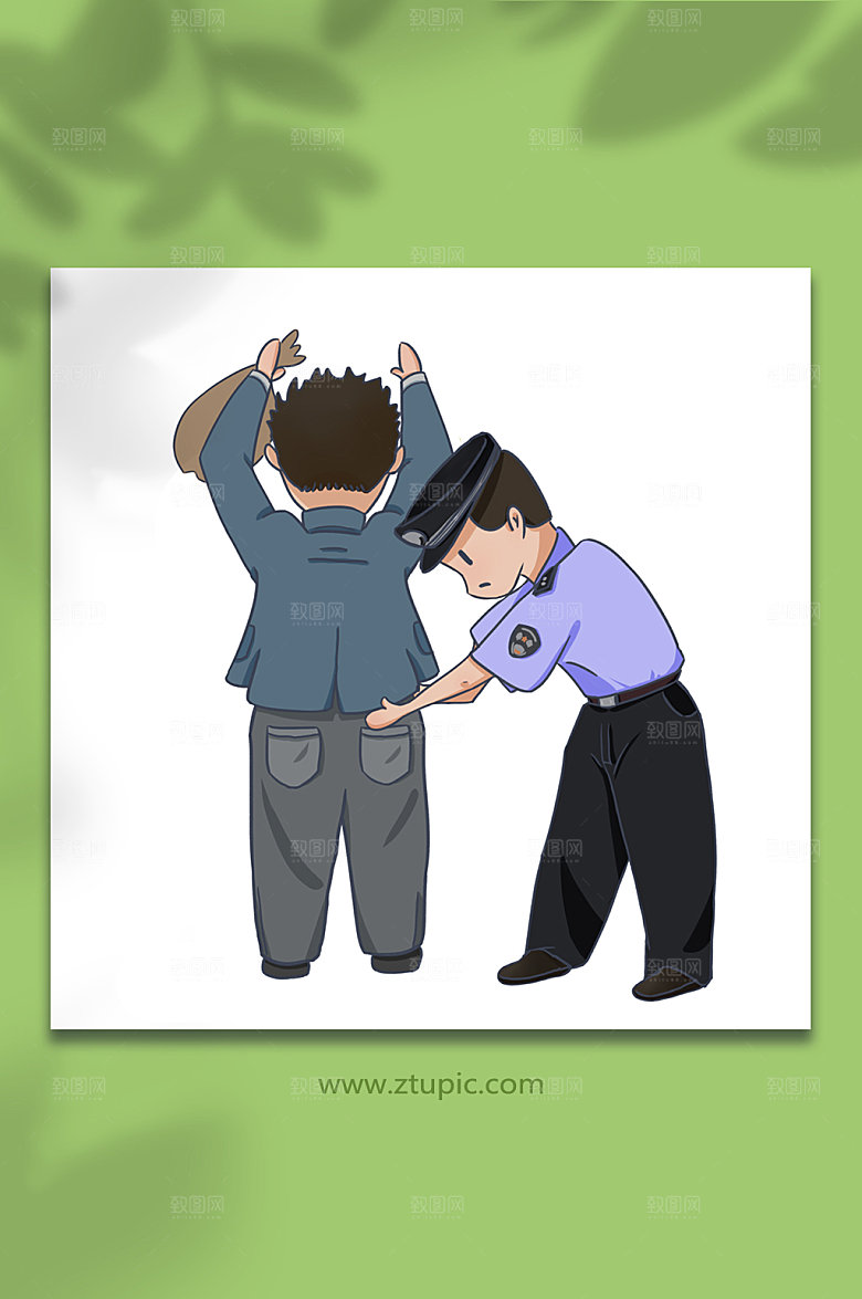 逮捕小偷搜身查赃物插画设计