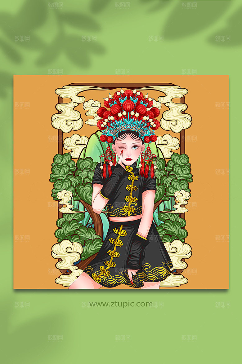 时尚国潮人物插画设计