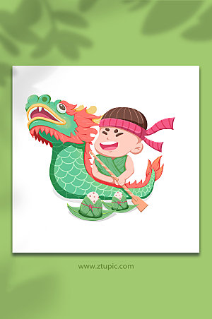 划龙舟中国传统端午节插画