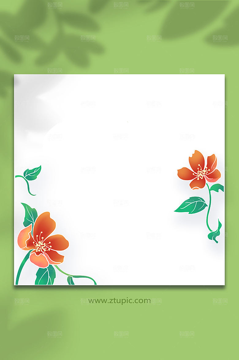 手绘古风花卉元素设计