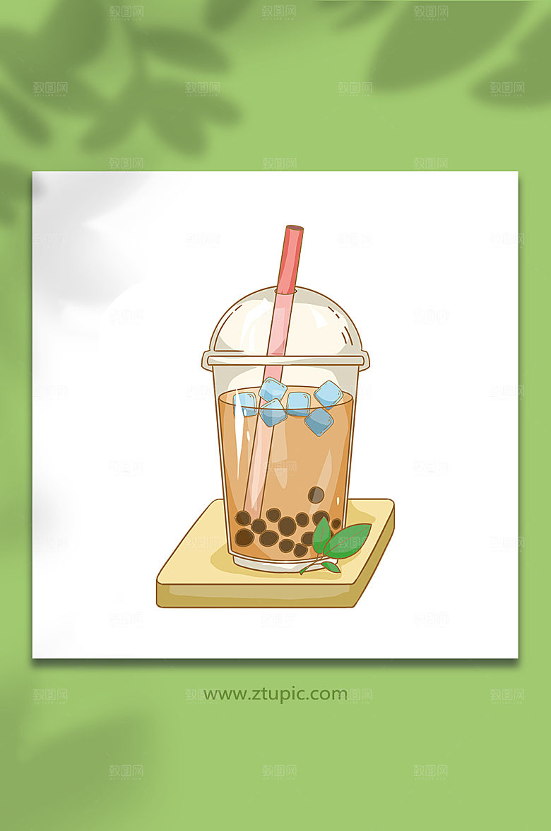 夏日饮料珍珠奶茶插画设计
