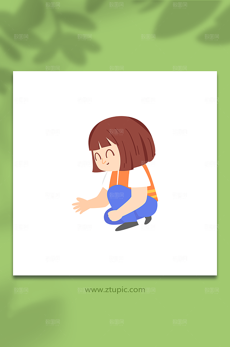 可爱女孩垃圾分类元素