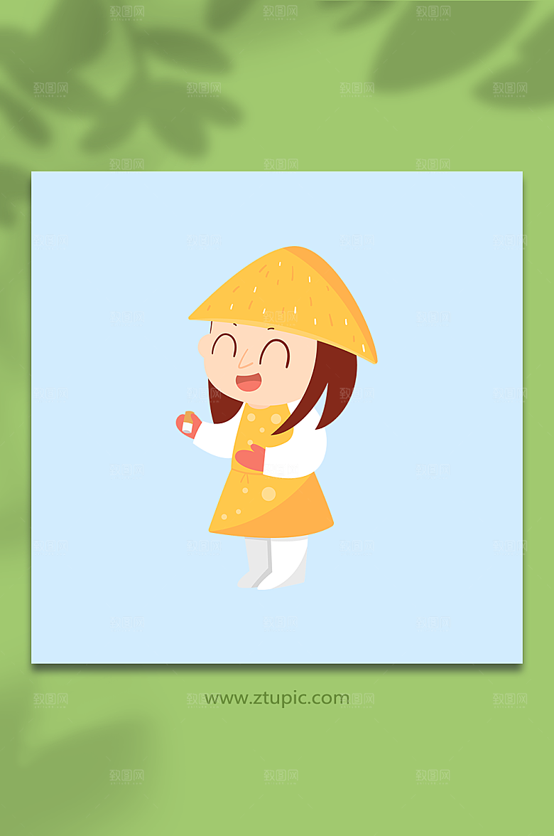 草帽女孩人物元素