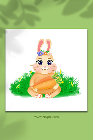 动物可爱卡通兔子元素插画设计
