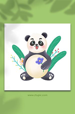 熊猫动物图案插画设计