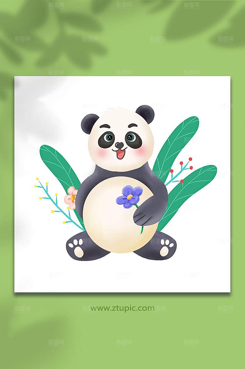 熊猫动物图案插画设计
