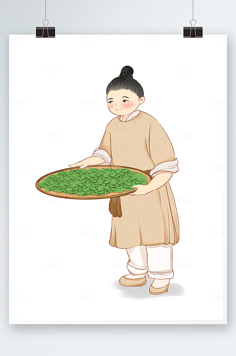 茶文化柔捻插画设计