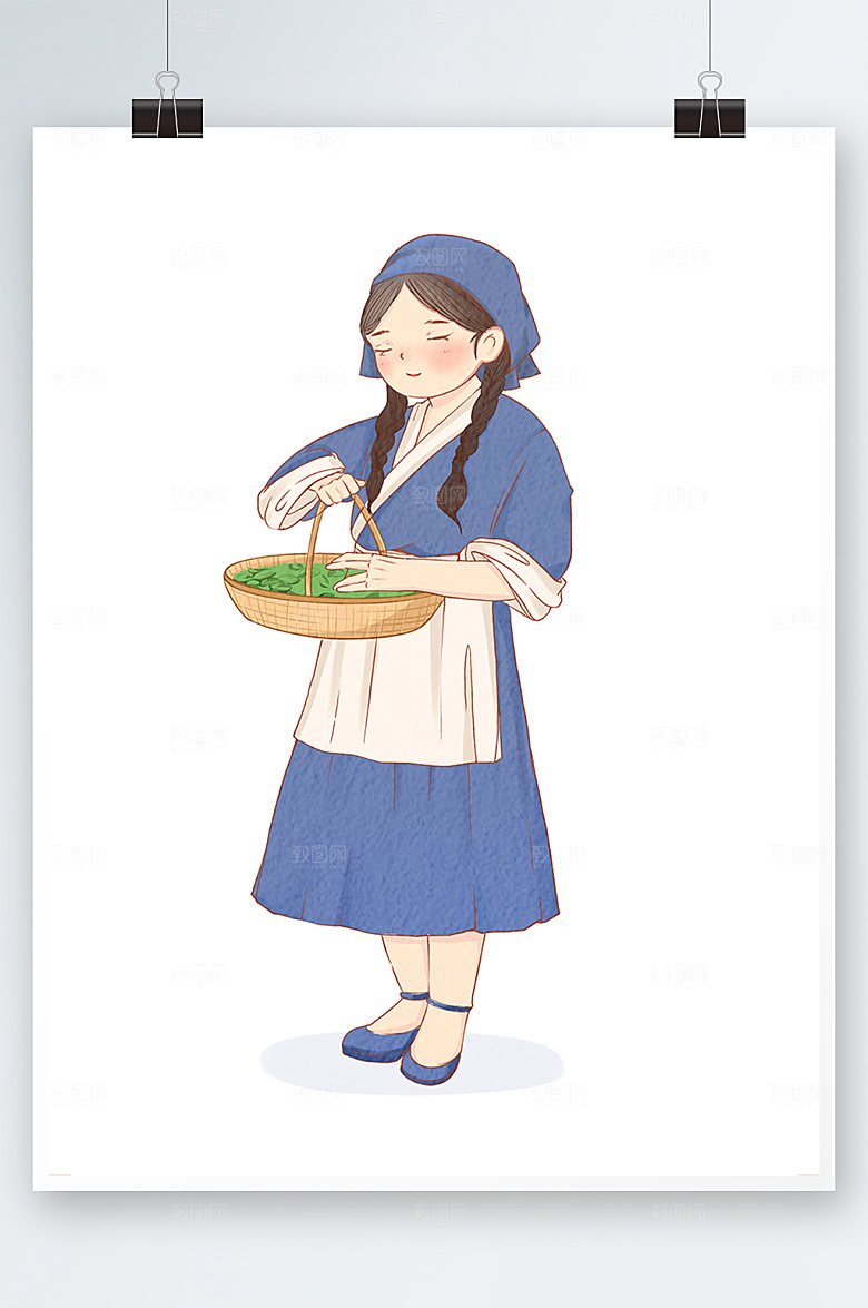 茶文化采茶插画设计