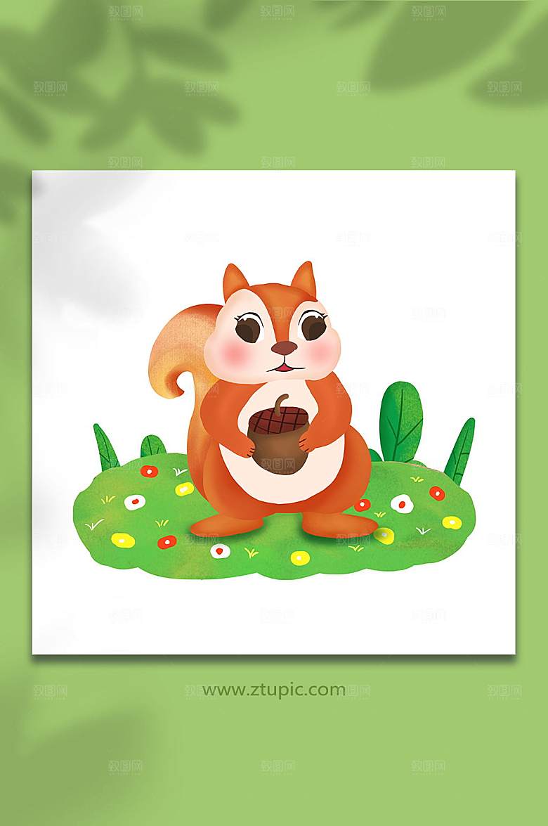 可爱卡通松鼠插画设计
