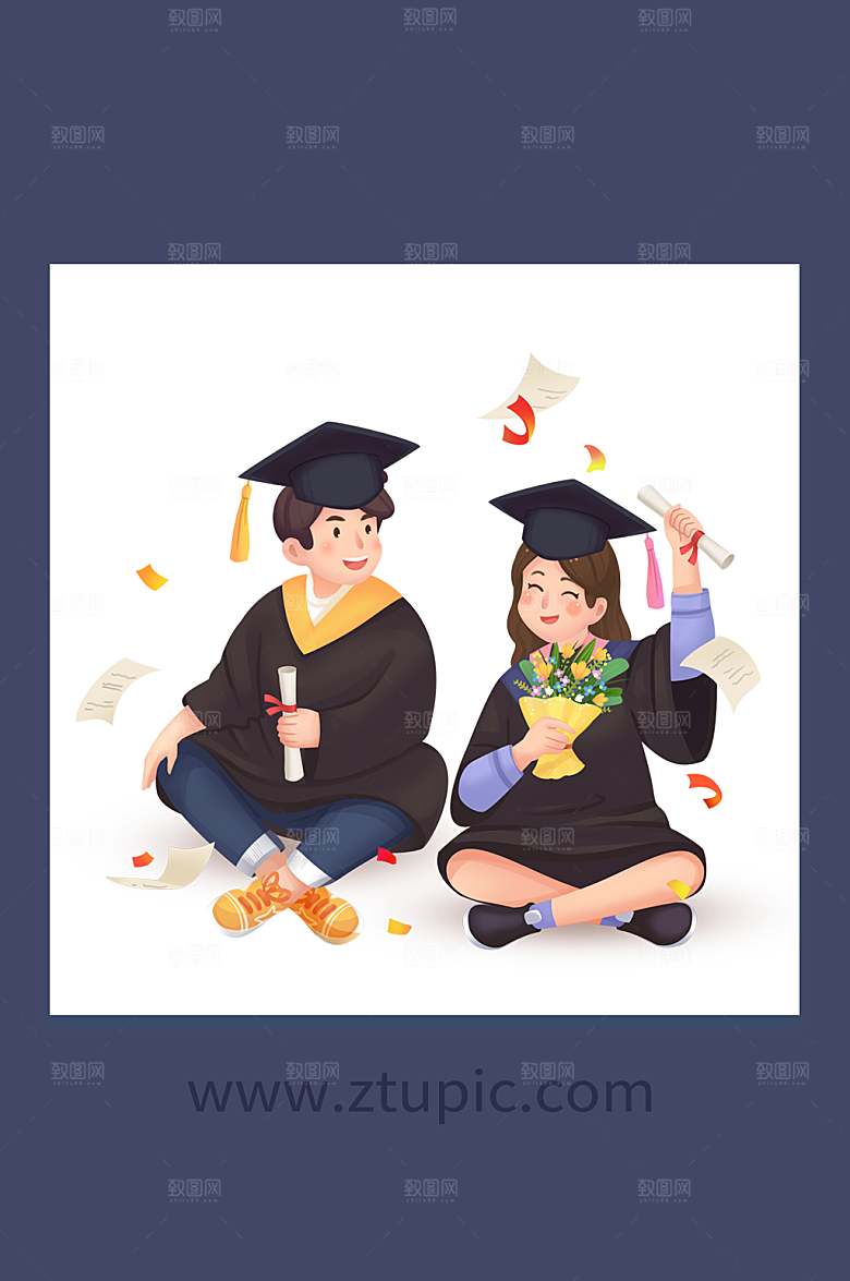 毕业季学生人物插画设计