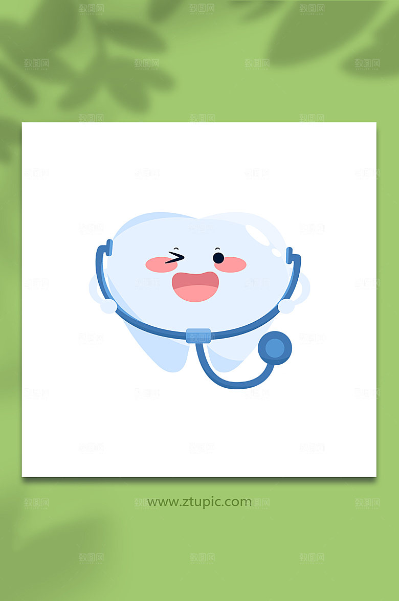 口腔听诊器牙齿插画设计