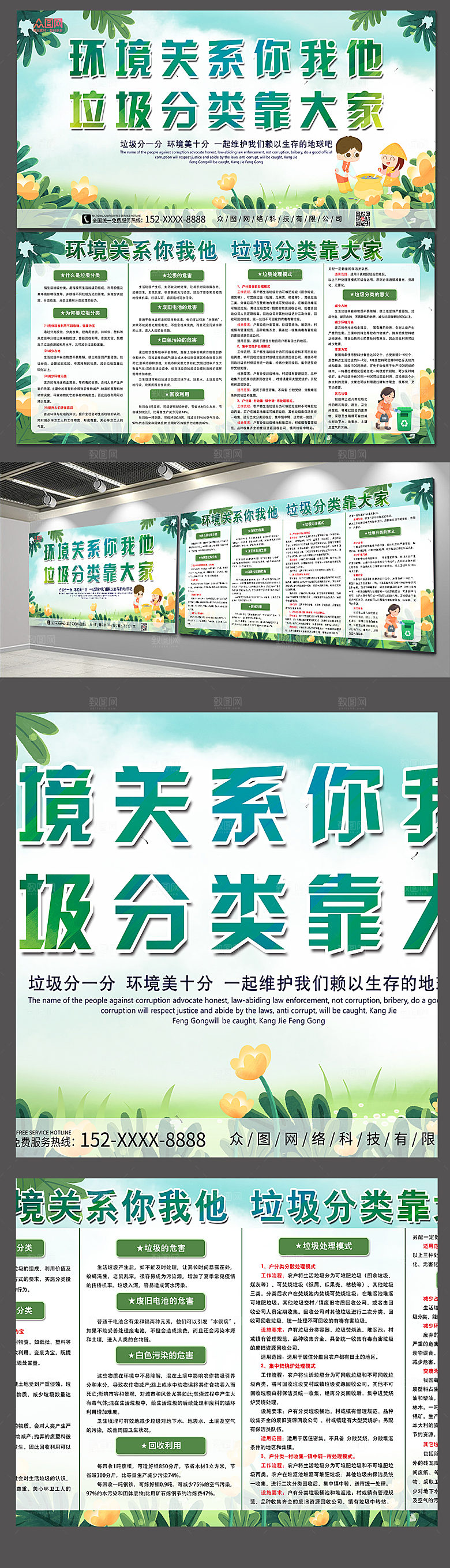 垃圾分类环保展板设计
