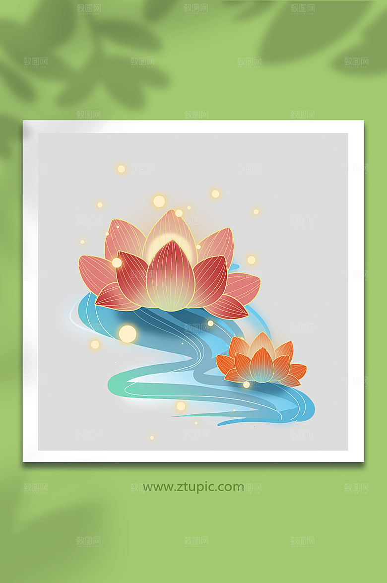 中元节河灯物品元素插画设计