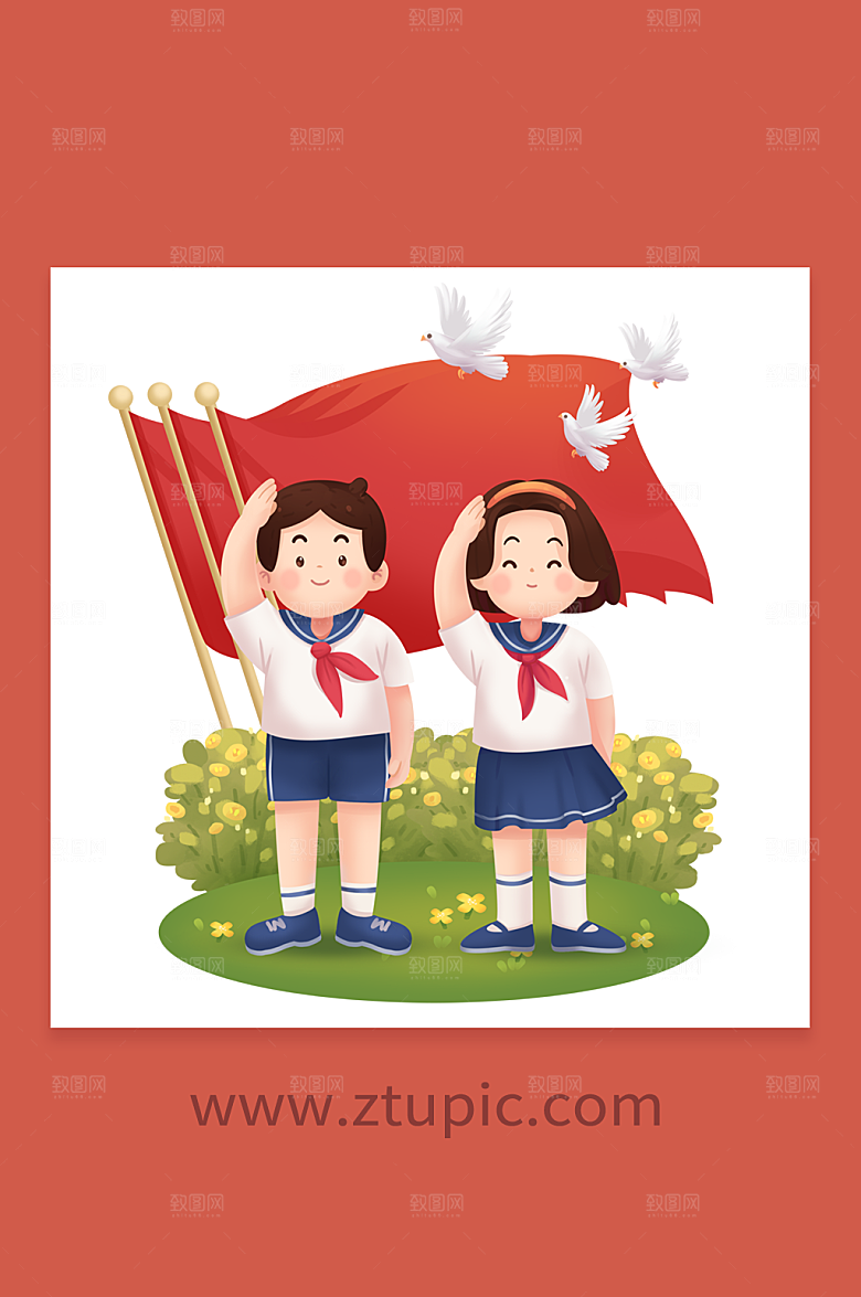 小学生七一建党节人物插画设计