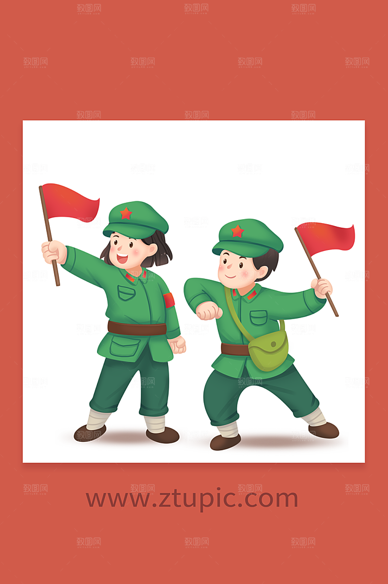 童子兵七一建党节人物插画设计