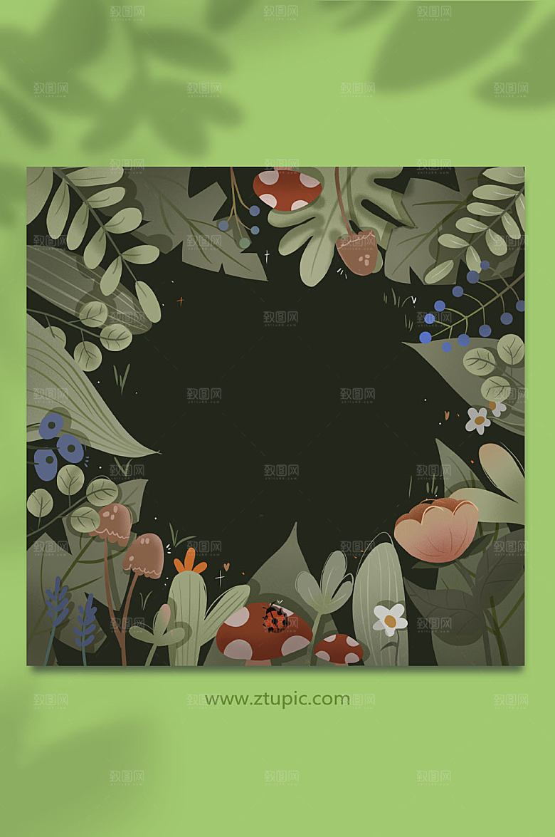 可爱植物夜景免抠背景