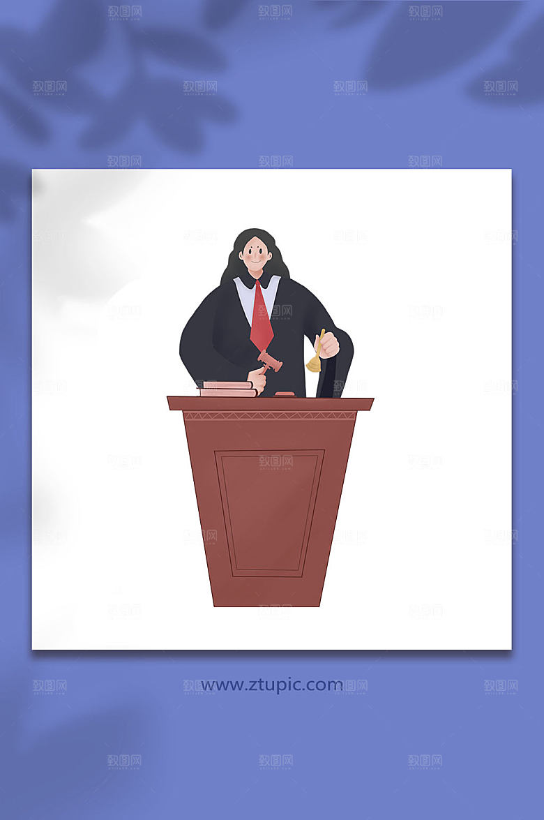 法官人物模拟法庭插画设计